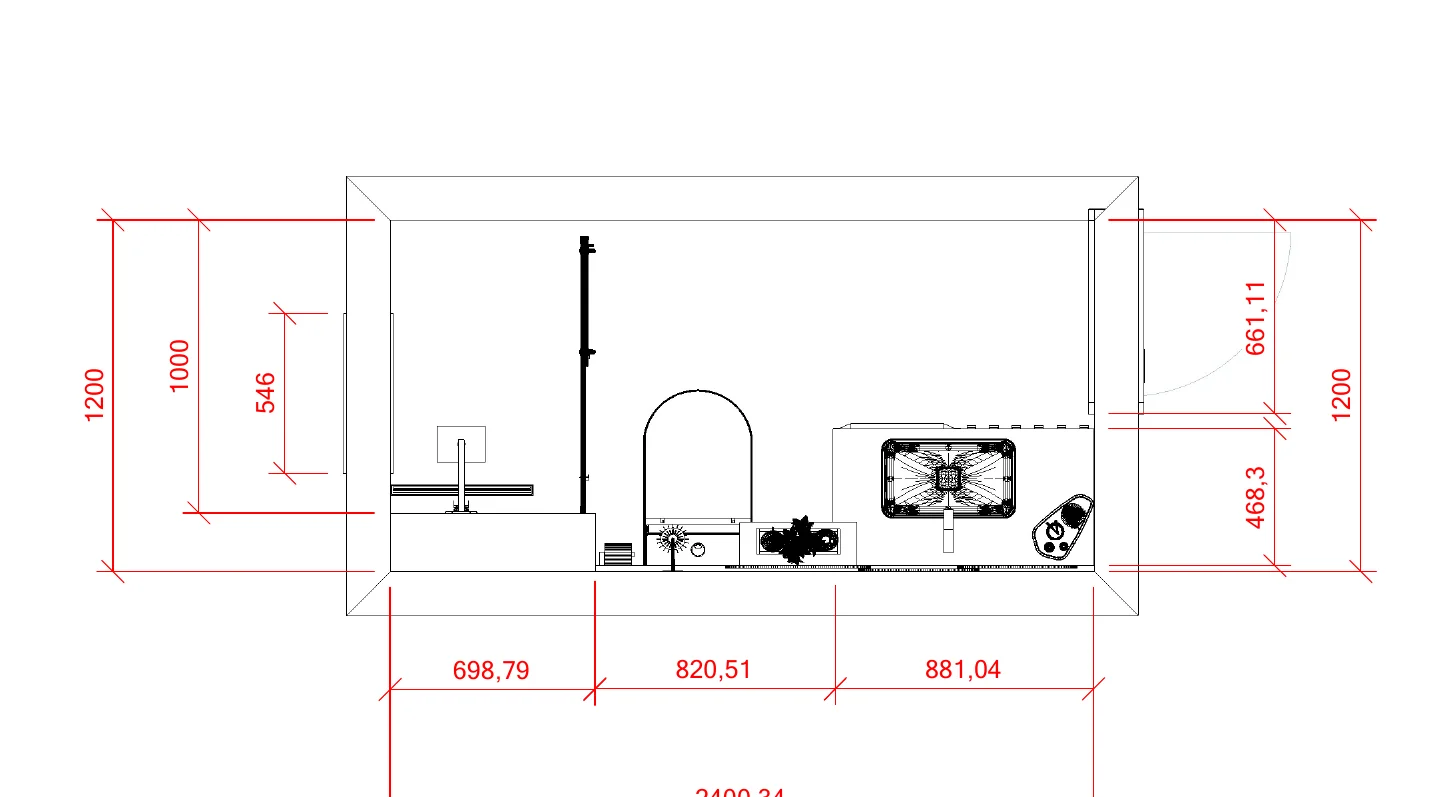Dimensioned floor plan of the bathroom
