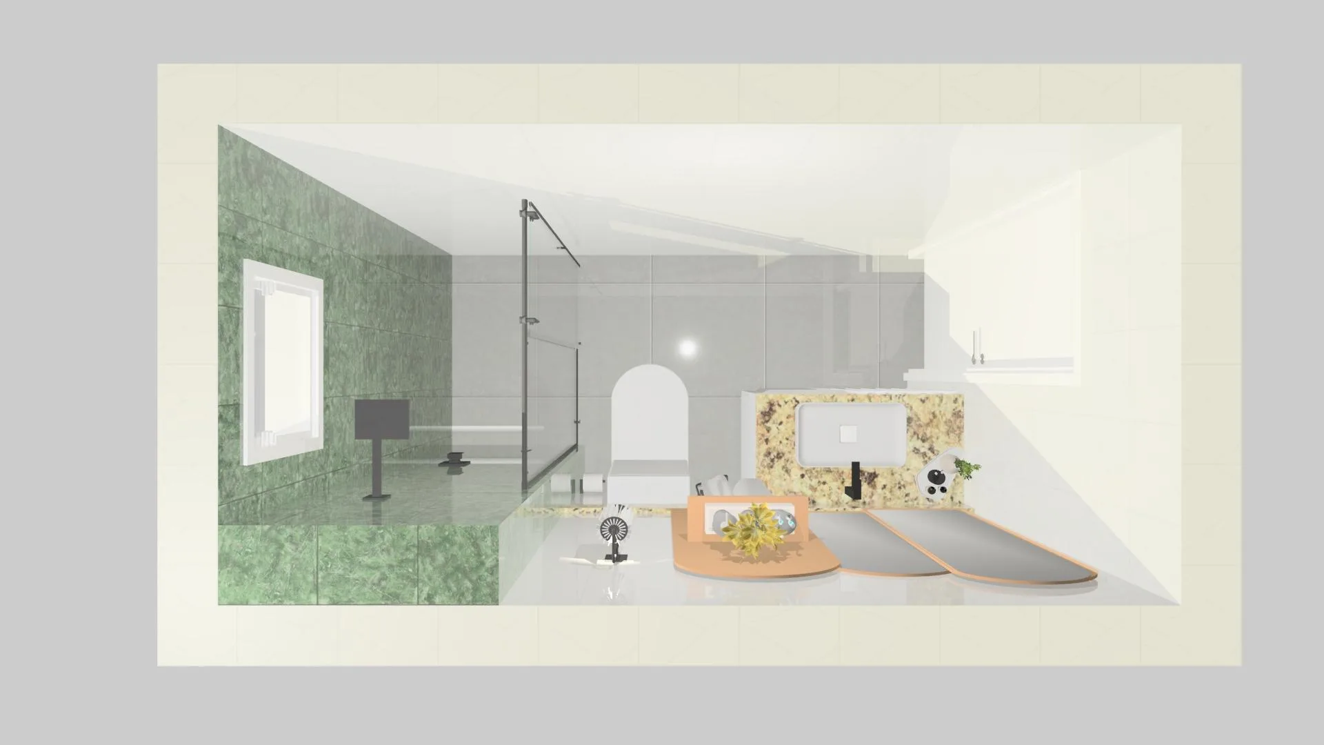 Top-down render of the bathroom