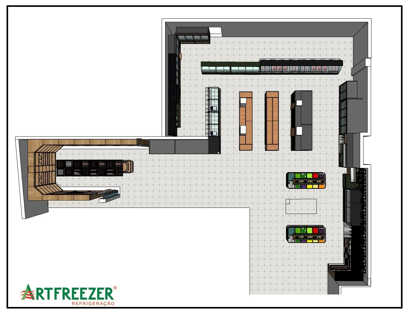 Top view of the supermarket's 3D model