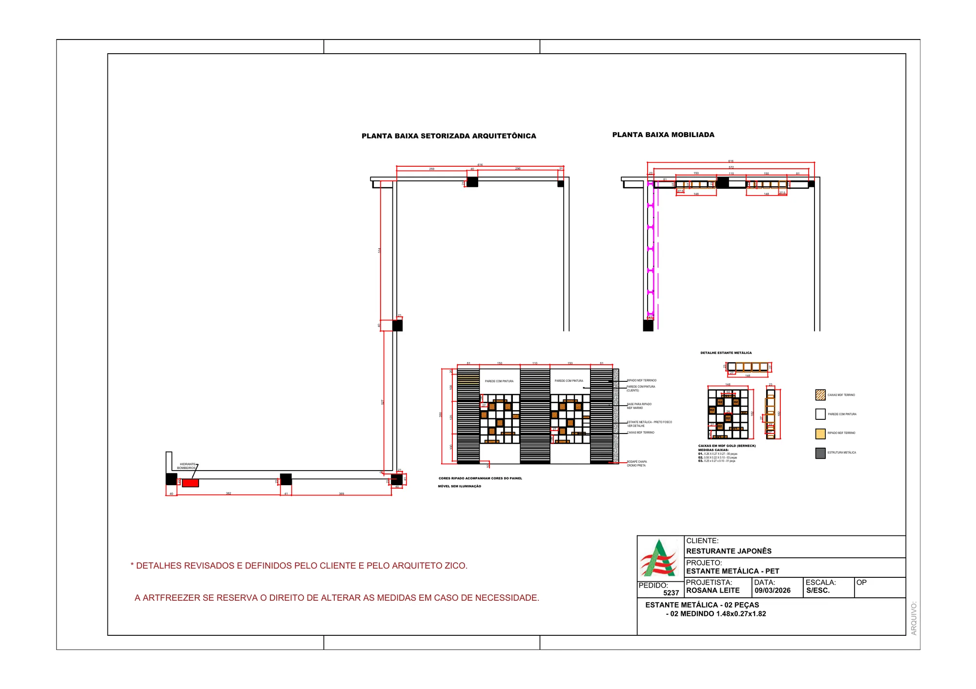 Plan and panel details of the food court