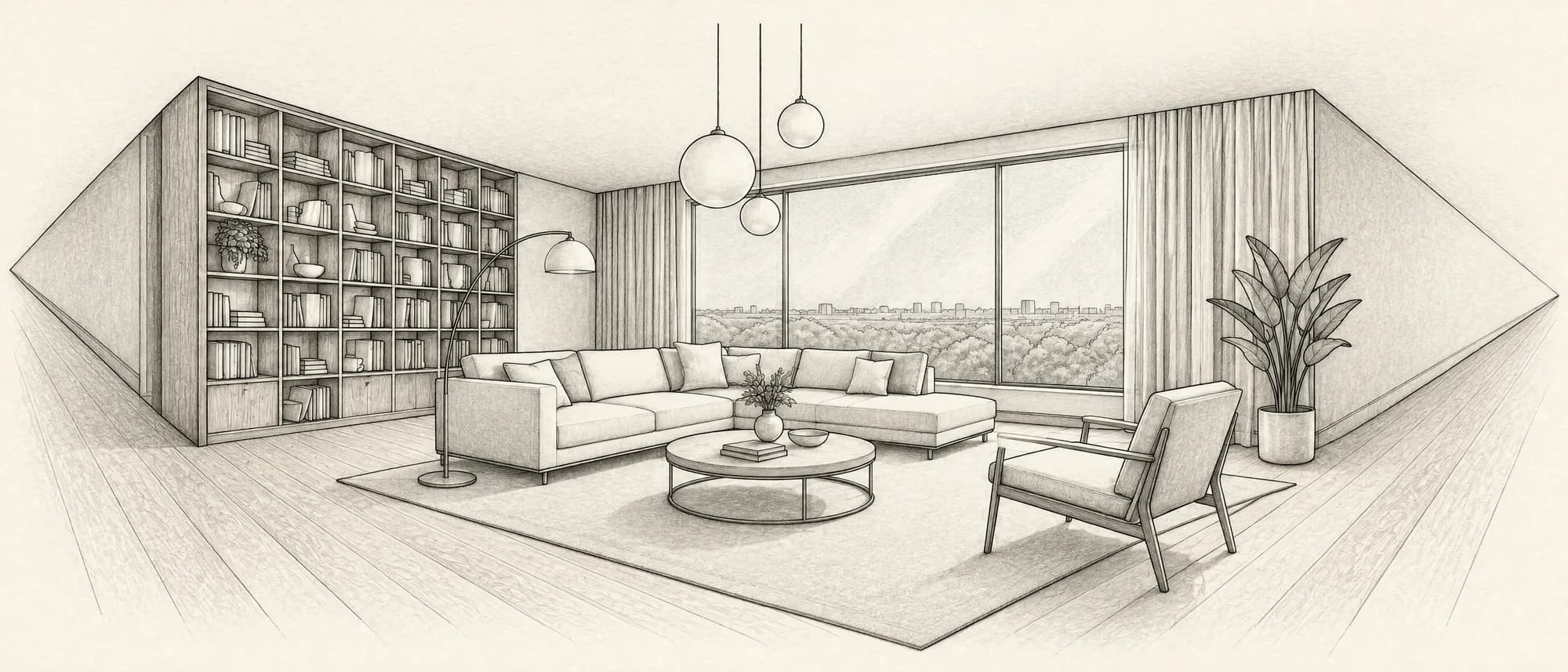 Perspectiva · sala de estar